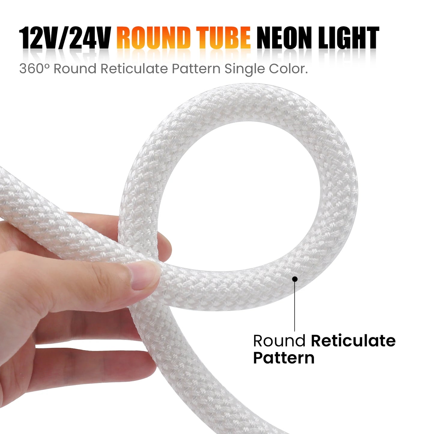 360 Degree Round Reticulate Neon LED Strip DC 12V 24V 240 Leds/m Natural Warm White Waterproof Flexible Silicon Tube Neon Strip.