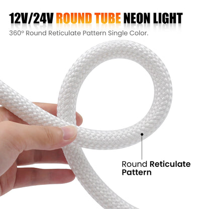 360 Degree Round Reticulate Neon LED Strip DC 12V 24V 240 Leds/m Natural Warm White Waterproof Flexible Silicon Tube Neon Strip.