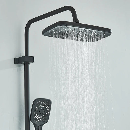 Black Piano Style Shower Set Intelligent Brass Bathroom Faucets Hot Cold Waterfall Tap Rainfall Shower System