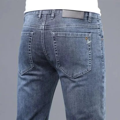 Loose Casual Jeans for Men Mid-aged Thick Winter Long Pants Business Style Straight Leg Spring Autumn Korean Version