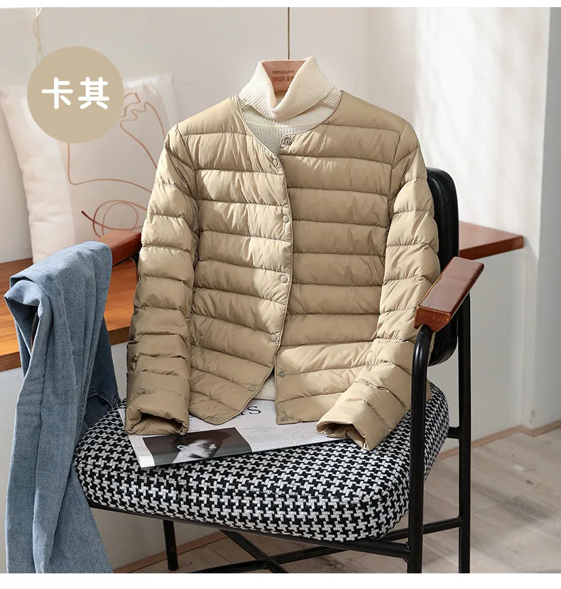Neuheiten frauen Weiße Ente Unten Liner Puffer Jacke 2023 Herbst Winter Weibliche Warm Halten Koreanische Büro Dame Unten Mantel.