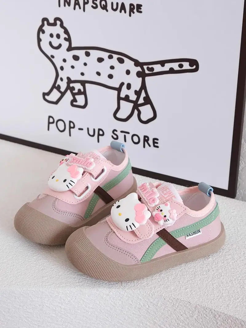 Sanrio Girl Kawaii Canvas Shoes Kindergarten Baby Child Cute Hello Kitty Spring Autumn Fashion Outdoor Running Sports Leisure.