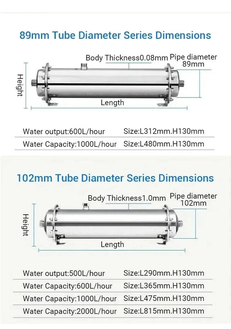 DIVEDEER 304 Stainless Steel Water Purifier PVDF Ultra Filtration Water Purifier Commercial Home Kitchen Direct Drinking Filter.