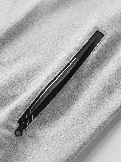 Men's sporty casual set for spring and autumn, featuring a stand-up collar zip-up long-sleeved top and drawstring waist pants. I.