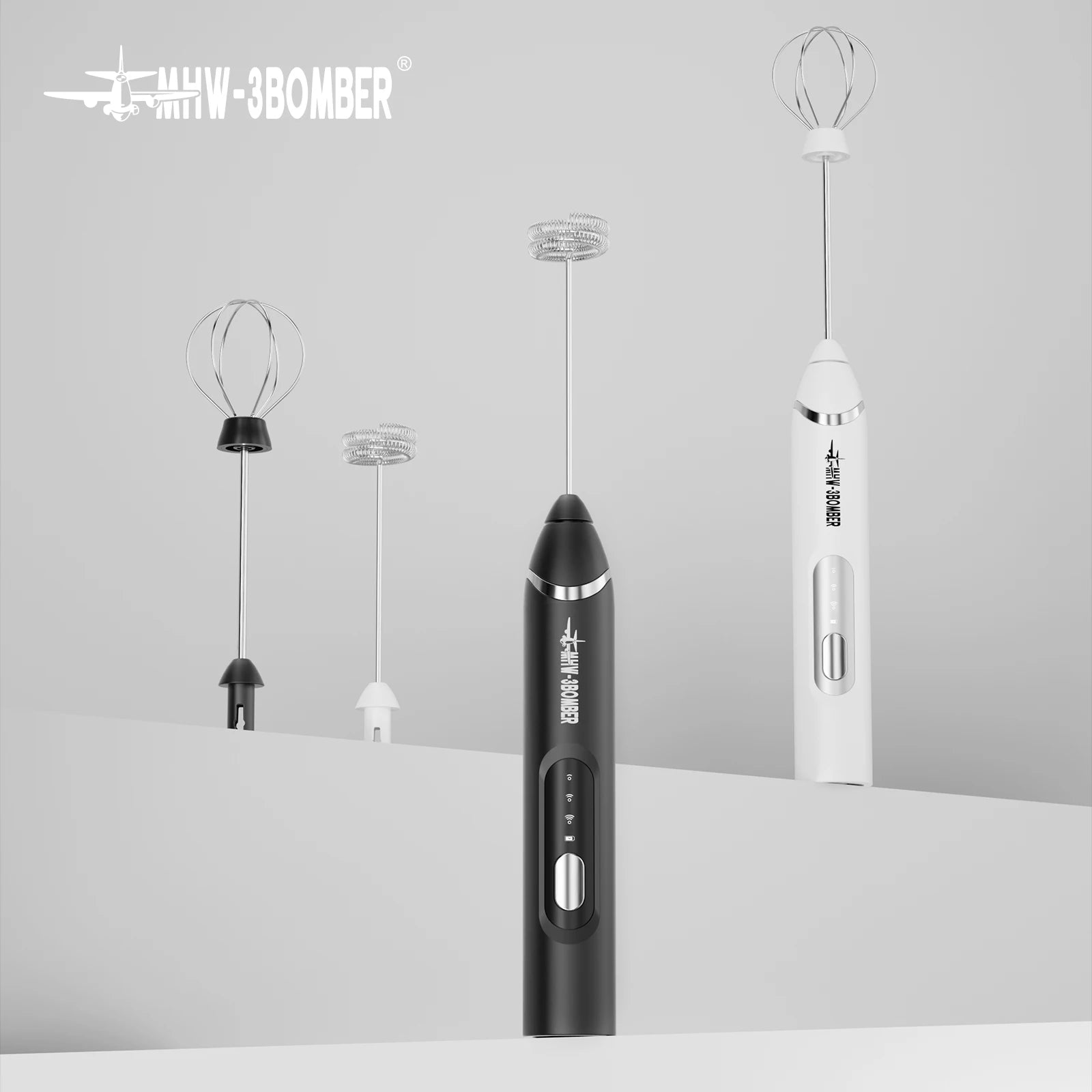 MHW-3BOMEBR Rechargeable Milk Frother Handheld Electric Foam Maker Stainless Steel Whisk Drink Mixer Foamer for Latte/Cappuccino.