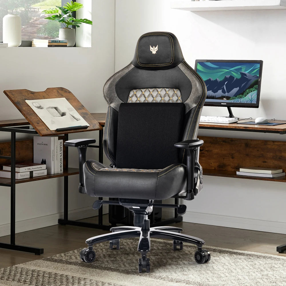 Gaming-Stuhl, Tragkraft 200 kg, verstellbare Armlehnen, 4D-Gaming-Stuhl mit Lordosenstütze, Chefsessel, ergonomischer Bürostuhl