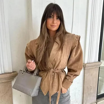 Retro-Jacke, modisch, Frühling und Herbst, lässig, lockere Tasche, langärmelig, trendig, cool, vielseitig, hochwertige Damen-Kurzjacke.