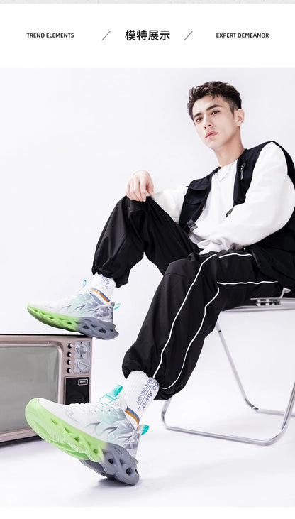 Men Running Shoes Mesh Breathable Flat Cushioning Soft Comfortable Sneakers Outdoor Gym Trendy Casual Jogging Shoes for Men.