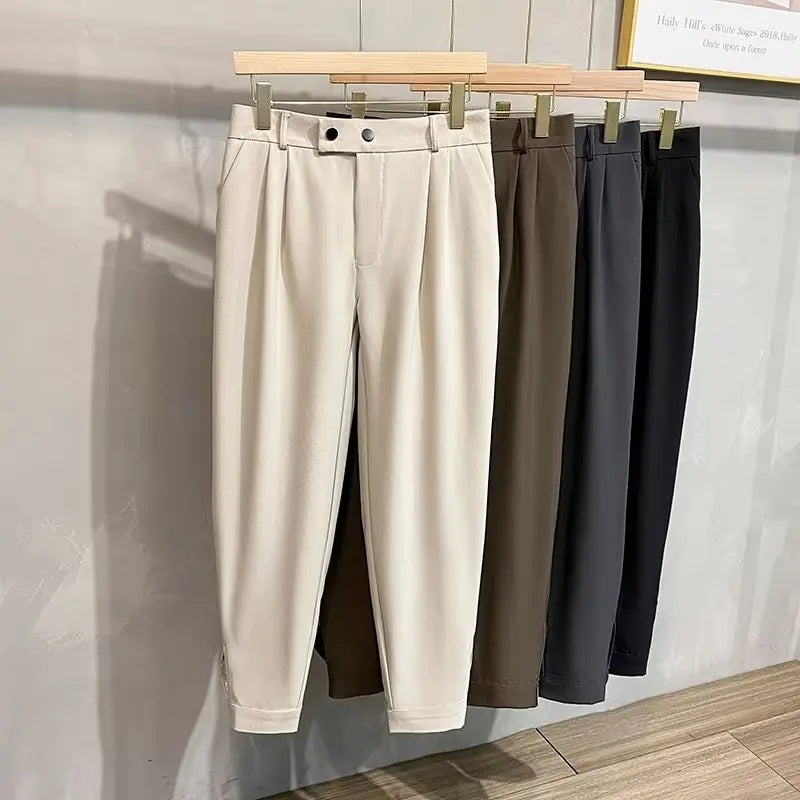 Luxury Fashion Straight Men's Casual Pants Spring Summer New Korean Suit Pant Harem Business Formal Male Trousers Trendy Brand.