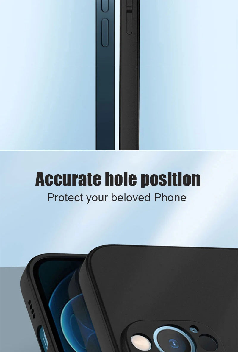 Luxury Black Silicone Matte Phone Case For iPhone 16 15 14 11 12 13 Pro Max 15 Plus 12 Mini 16E Xr X Xs Max Back Cover Soft Case.