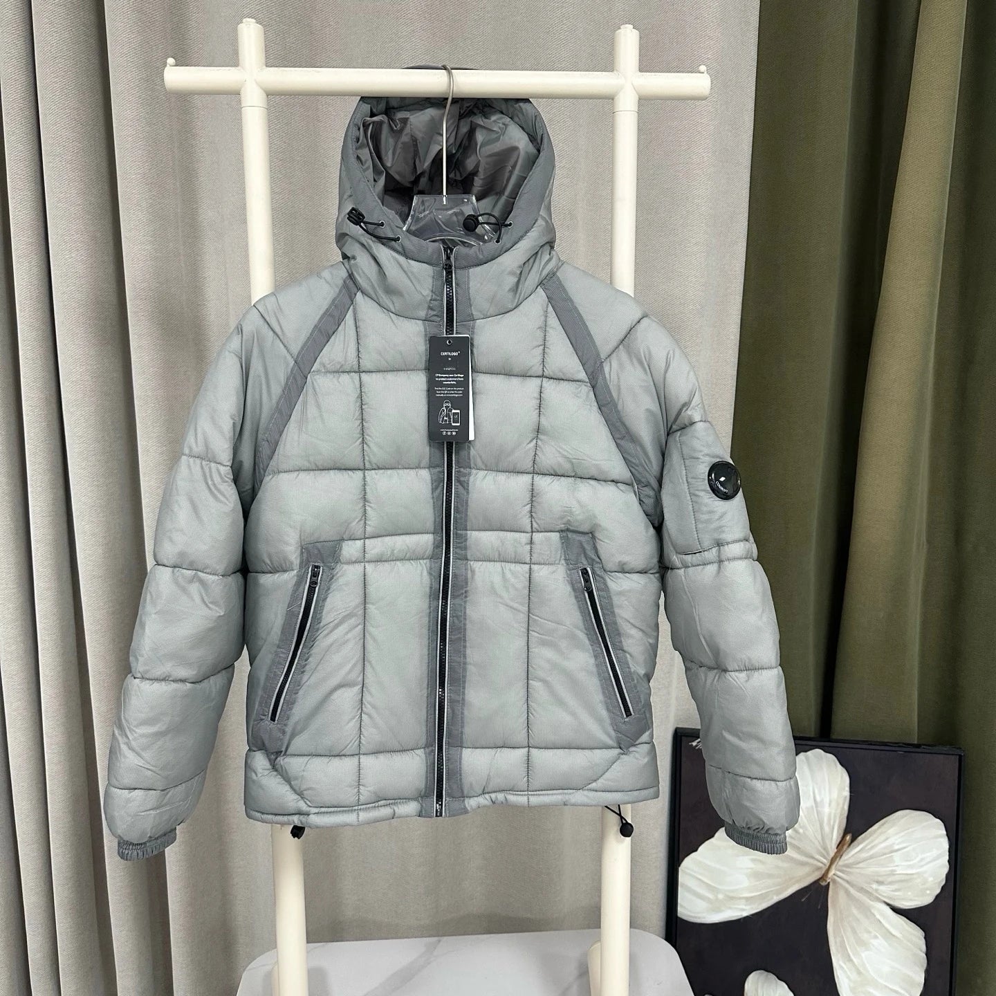 2025 Italian CC Glass Black Button Brand Style Men Winter Coat 3 Labels Logo  Jackets Men's Lightweight Thermal Coat Hooded Coat.