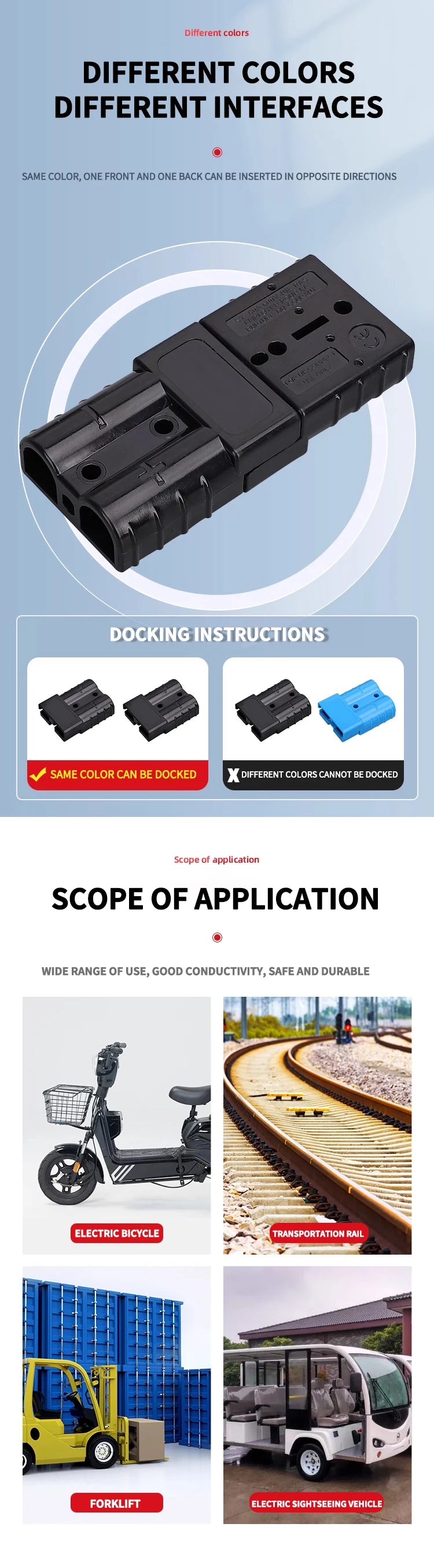 4Pcs Anderson Plug 50A/120A Anderson Connector Power 2 Pin Battery Charging Plug Connector.