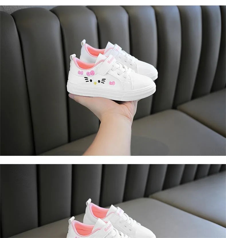 2023 Children's Little White Shoes Girls' Student Flat Bottom Casual Sports Shoes Low Top Spring Korean Plate Shoes.