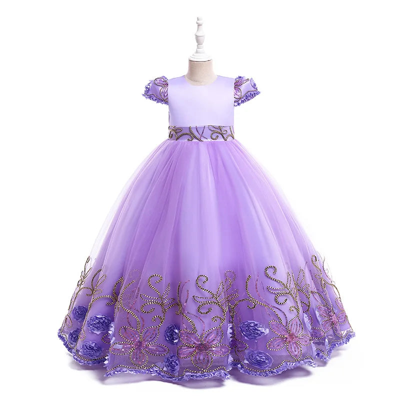 2024 neue Blume Junge Langes Kleid Mädchen Klavier Leistung Kleid Wunderschöne Geburtstag Party Abendkleid 4-12 Jahre Alt karneval Kleidung.