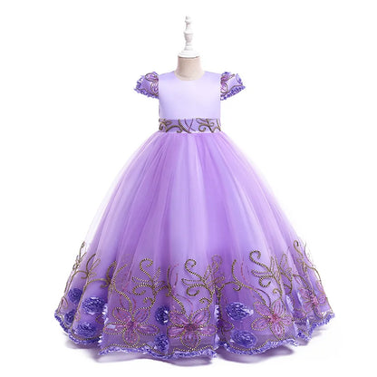 2024 neue Blume Junge Langes Kleid Mädchen Klavier Leistung Kleid Wunderschöne Geburtstag Party Abendkleid 4-12 Jahre Alt karneval Kleidung.