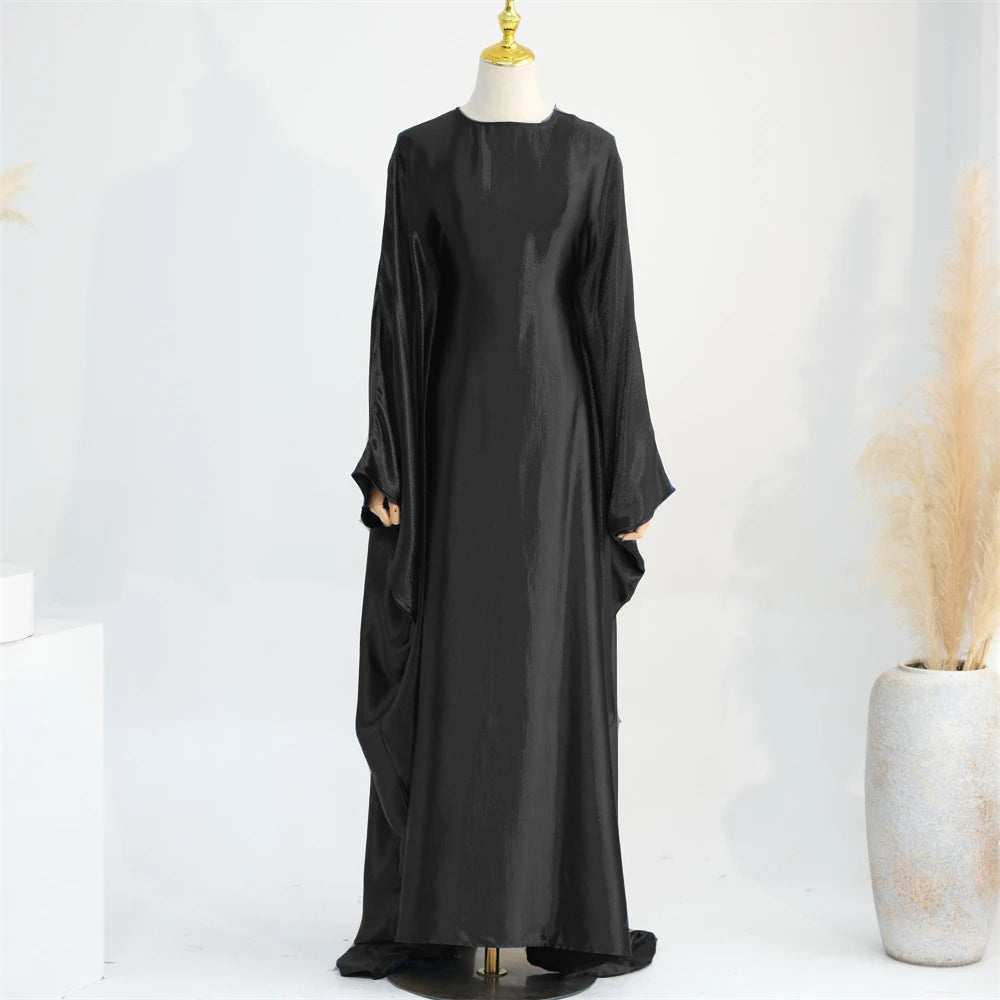 Eid Batwing Satin Shimmer Soft Crepe Abaya Dubai Luxury 2024 Islam Muslim Maxi Kaftan Dress Kebaya Abayas For Women Vestidos