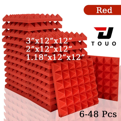 TOUO Acoustic Foam 6-48 Pcs Sound Proof Wall Panels High Density Studio Sound Absorbing Material Acoustic Foam Home Decoration