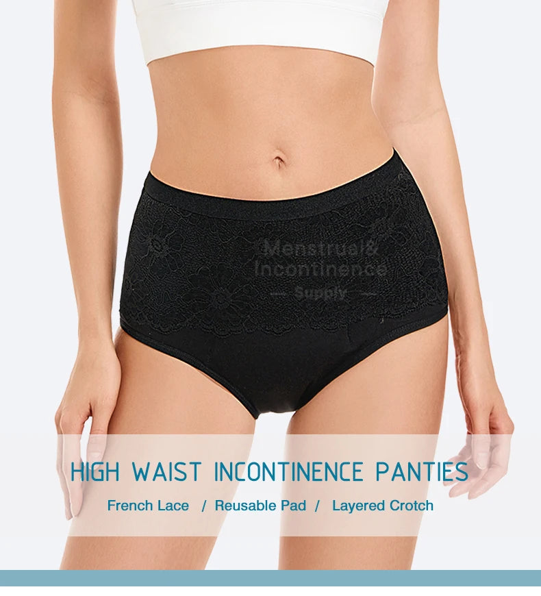 High Rise Women’s Incontinence Panties Multi-layer Leakproof Incontinence Underwear High Absorbency Reusable Eco-Frie.