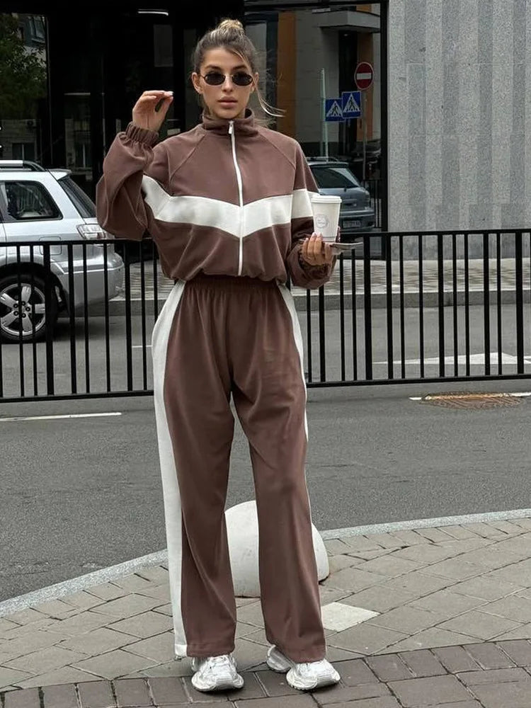 Women's Ready Zip Front Set Street Style Lightweight Hoodie & Pants Two Piece Sports Casual Fashion Loose Outdoor Outfit