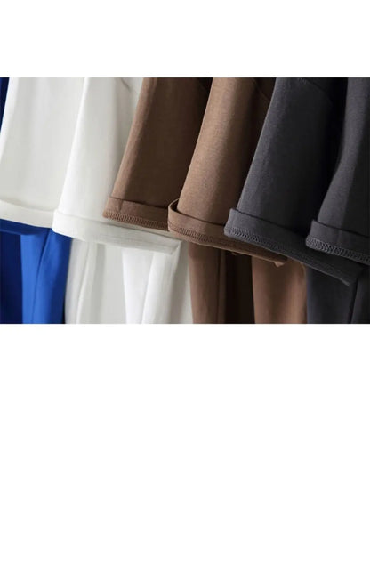 Black White GSM 500g Heavy-duty Pure Cotton T-shirt Thickened Threaded Round Neck Short Sleeves Three Needle Half Sleeve Tees.