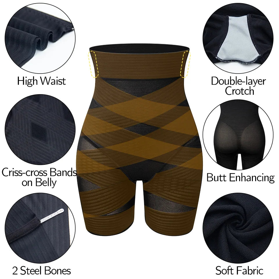 Women Body Shaper High Waisted Trainer Tummy Control Panties Butt Lifter Slimming Underwear Waist Cincher Shapewear Shorts.