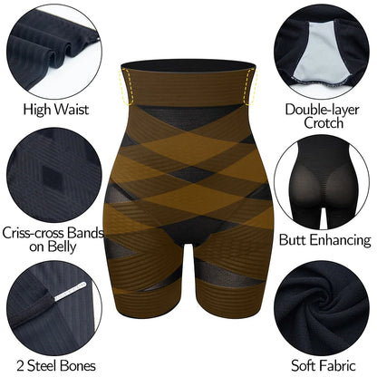 Women Body Shaper High Waisted Trainer Tummy Control Panties Butt Lifter Slimming Underwear Waist Cincher Shapewear Shorts.