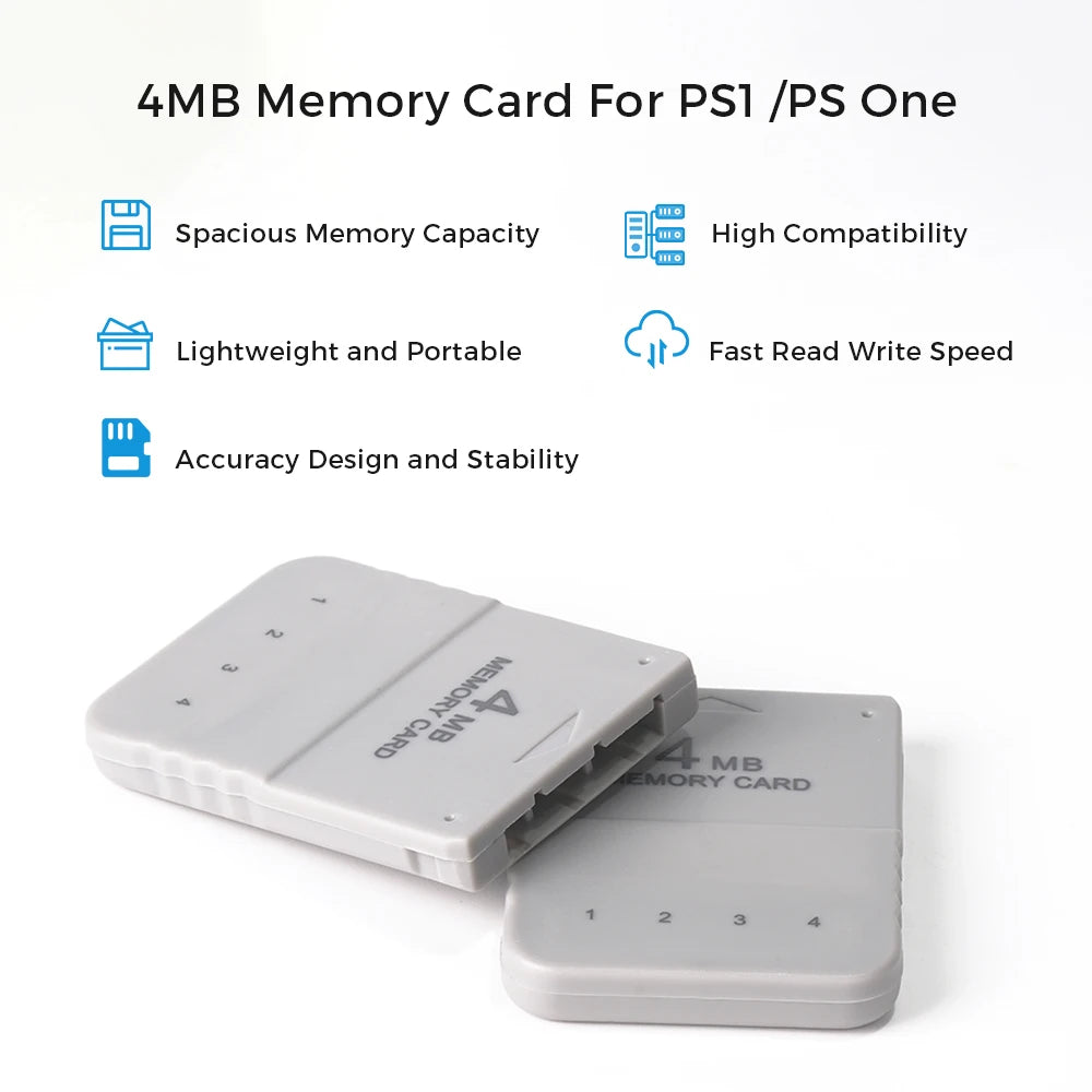 BlueRetro 1PC/2PC 4M Memory Card For PS1 Save Game Card  For PlayStation1 PS One Game Consoles Data Saving Progress Memory Card.