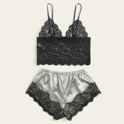 Weibliche Pyjama Sets Spaghetti Strap Top und Shorts Pyjamas Sexy Dessous Seide Satin Nachtwäsche Sommer Hause Tragen Frauen Schlaf Tuch.