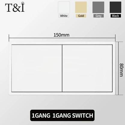 Europäische Wandsteckdose, EU-Steckdose, USB-Typ-C-Ladeanschlüsse, 1/2-Gang-Lichtschalter, 16 A 250 V, Unterputzmontage, weißes Panel, 80 x 80 mm