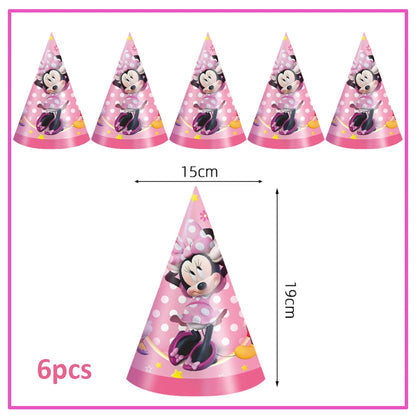 Disney Minnie Mouse Birthday Party Decoration Pink Minnie Paper Cups Plates Napkin Tablecloth Tableware Balloosn Baby Shower Kid