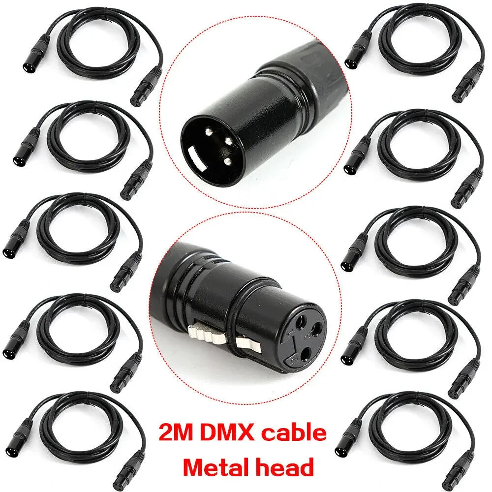 10pcs 2m DMX Cable 3-Pin XLR Wire For Various Stage Light Moving Head Light Preventt Transmission Interferences Of Digital Audio.