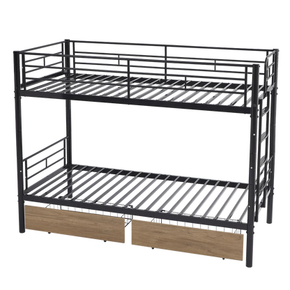 Etagenbett aus Metall, 90 x 200 cm, Etagenbett mit ausklappbarem Bett, erweiterbar auf zwei Einzelbetten oder Erwachsenenbetten, Schwarz