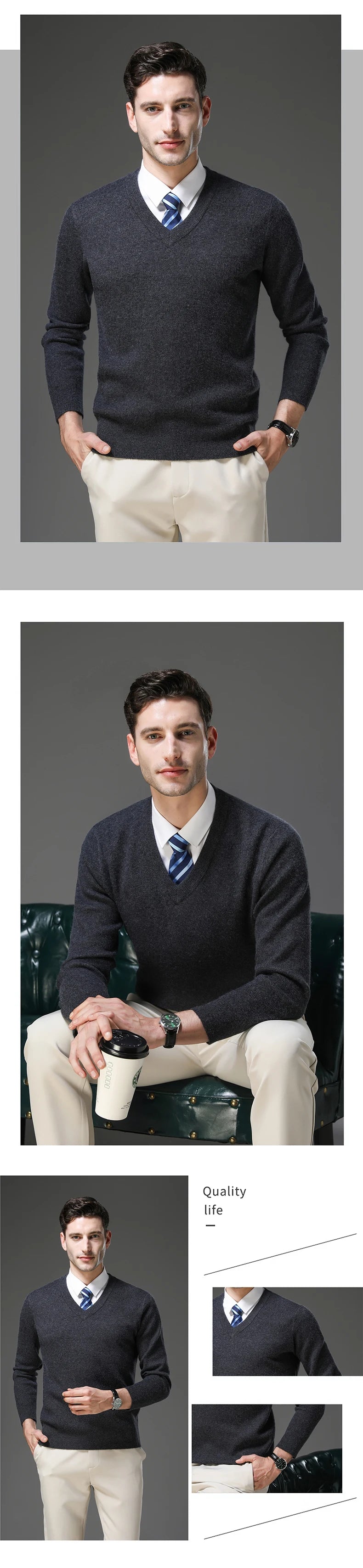 Top Grade Thick Anti-Pilling New Fashion Brand Autum Winter Knit Pullover Men Slim Fit Sweater Business Casual Woolen Jumper.