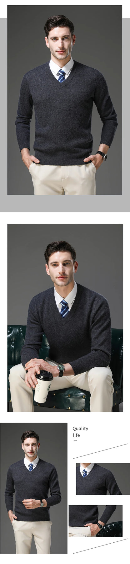 Top Grade Thick Anti-Pilling New Fashion Brand Autum Winter Knit Pullover Men Slim Fit Sweater Business Casual Woolen Jumper.