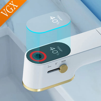 VGX Multifunctional Bathroom Faucets Pull Out Basin Mixer Sink Faucet Gourmet LED Display Tap 360° Tapware Crane Brass Chrome