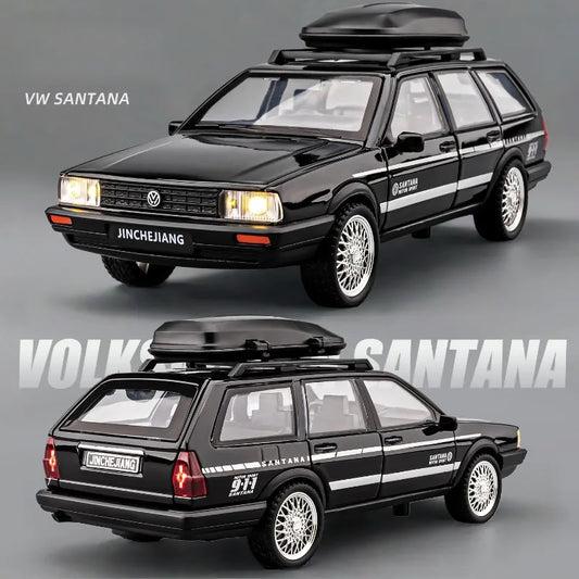Diecast 1:32 VW SANTANA Wagon Alloy Car Model with Sound Light Children Boy Birthday Gift Toy Vehicles Miniature Voiture.