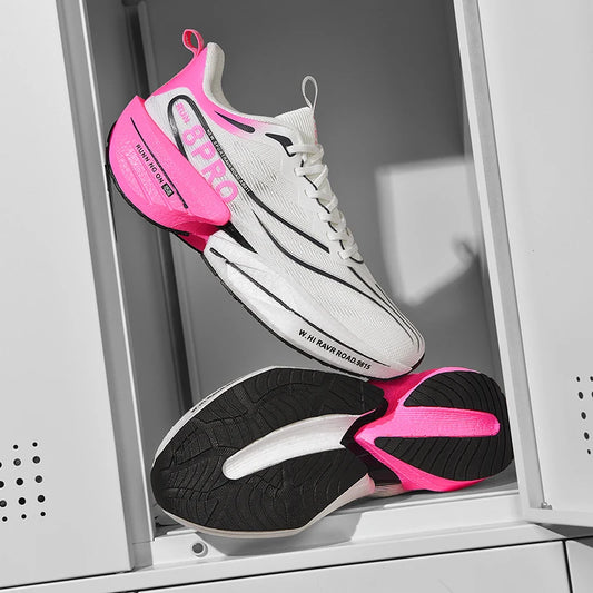 Men's Running Shoes Carbon Plate Racing Marathon Athletic Shoes Cushioned Comfortable Road Sneakers Teenage Training Shoes.