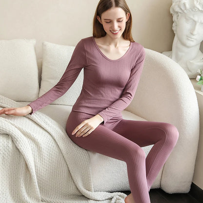 Frauen Thermo Unterwäsche Winter Langarm Winterkleid ung nahtlose Thermo Unterwäsche Intim Set Frau dicke 2 Stück Nachtwäsche