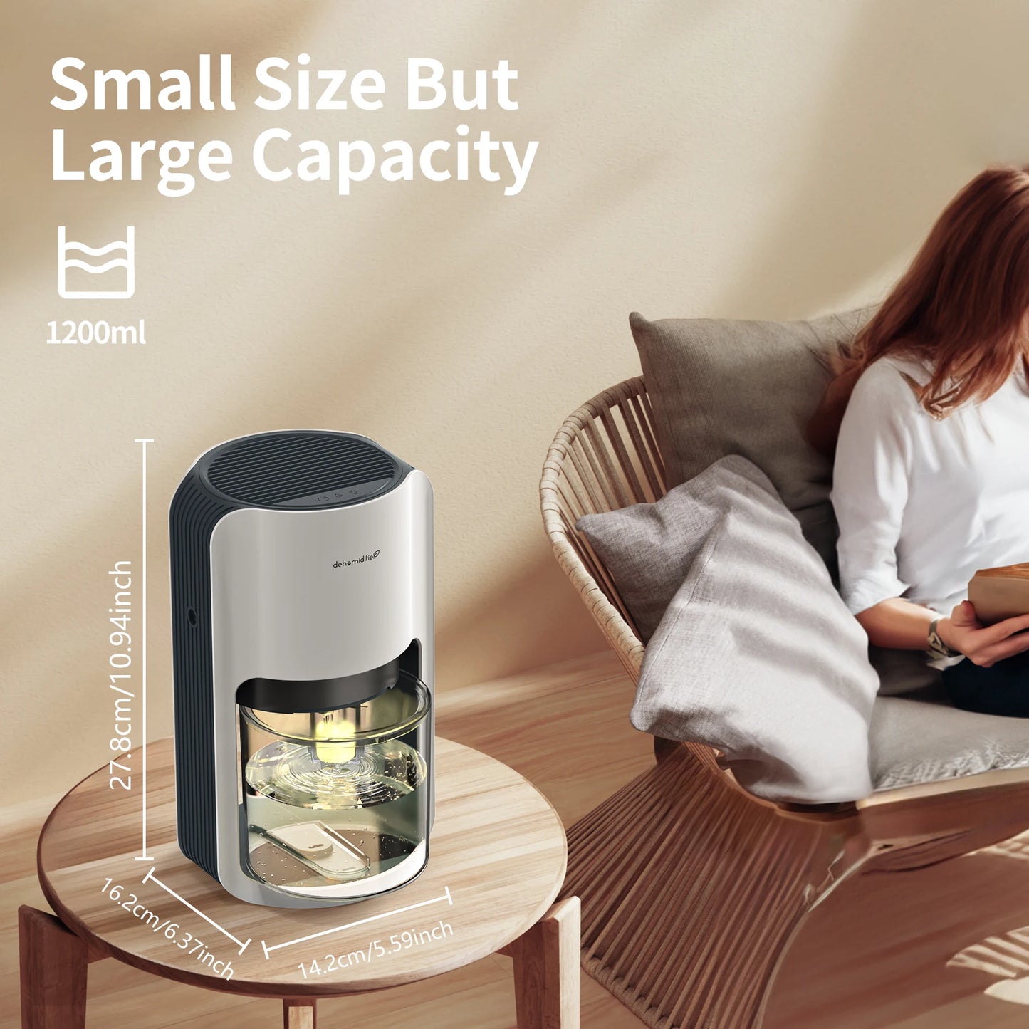 1200ml 42oz Dehumidifier for Bedroom with Automatic Defrosting Colorful Lights, 480 Sq ft  Bedroom Wardrobe Closet Trailer RV.