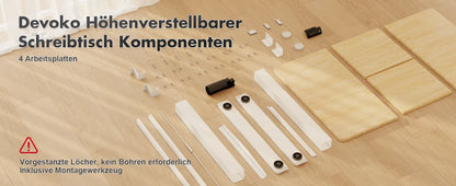 Devoko Höhenverstellbarer Schreibtisch Elektrischer mit Tischplatte 140x60cm Höhenverstellbarer Tisch Stehschreibtisch