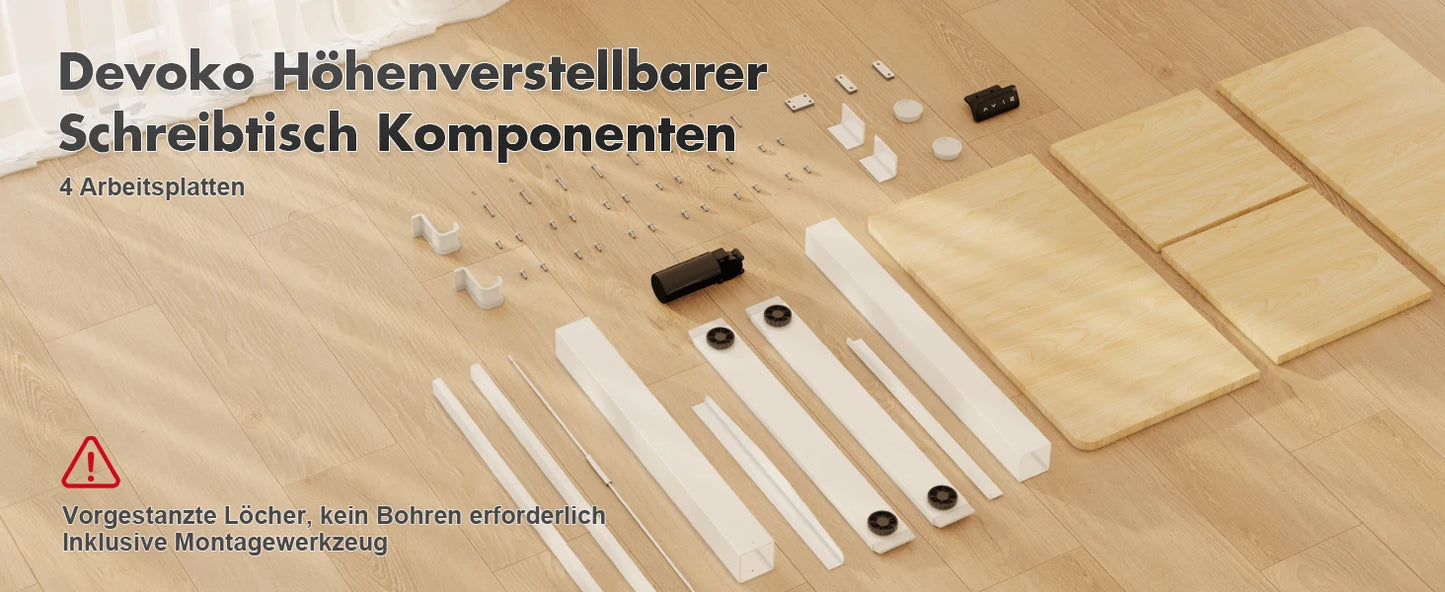 Devoko Höhenverstellbarer Schreibtisch Elektrischer mit Tischplatte 140x60cm Höhenverstellbarer Tisch Stehschreibtisch
