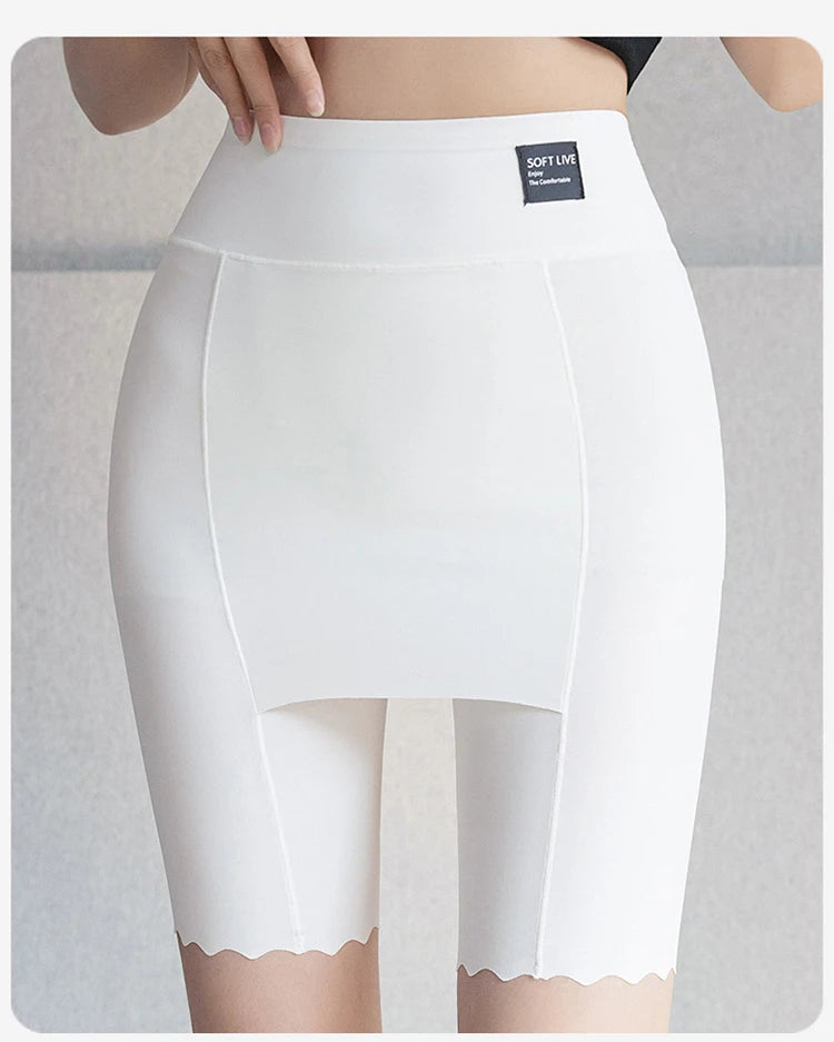 Women's plus Size White under Skirt Shorts Summer Seamless Protective Spandex Safety Hip-up Skirt Underpants Large Size