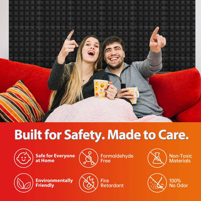 TOUO Acoustic Foam 6-48 Pcs Sound Proof Wall Panels High Density Studio Sound Absorbing Material Acoustic Foam Home Decoration