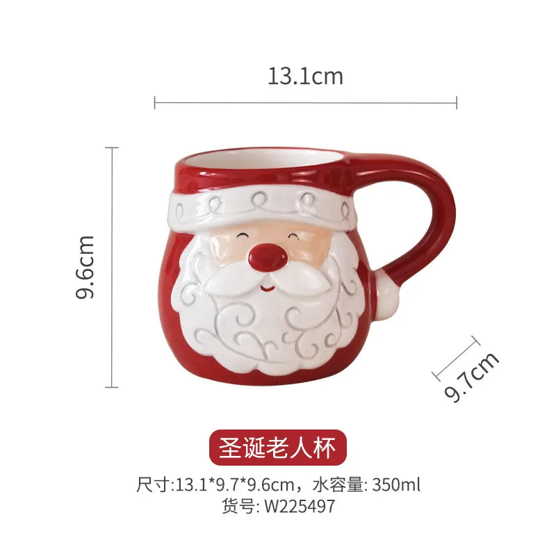 Nordic Stitching Santa Claus Dishes Plates Tableware Set Embossed Sealed Jar Seasoning Jar Western Ceramic Flat Plate Cup