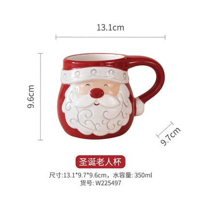 Nordic Stitching Santa Claus Dishes Plates Tableware Set Embossed Sealed Jar Seasoning Jar Western Ceramic Flat Plate Cup