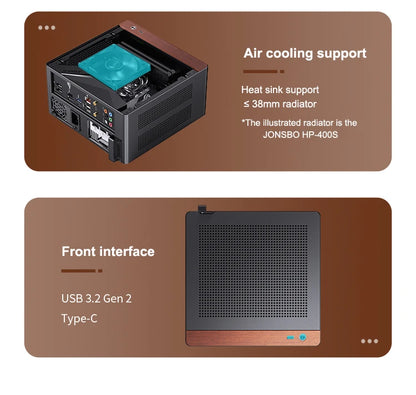 JONSBO N10/NV10 MINI ITX Case Supports 1U FLEX Power Supply Aluminum Alloy Desktop Office Computer Case.