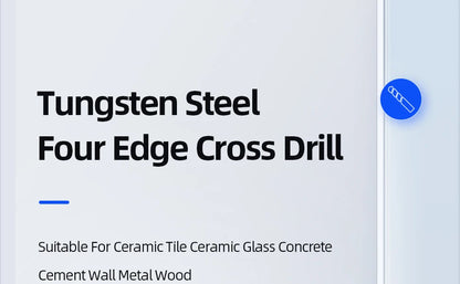 Kreuz-Sechskant-Fliesenbohrer für Glas, Beton, Keramikfliesen, Lochöffner, Tunstenkarbid, Hartmetall-Bits-Set, Werkzeuge, 3, 4, 5, 6, 8, 10, 12 mm