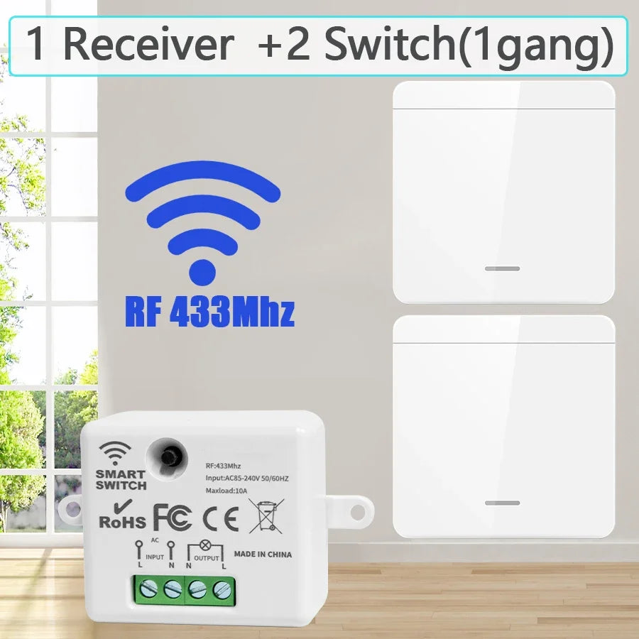 Drahtlose RF433MHz Fernbedienung Smart Switch 110V 220V 10A Relais Empfänger Wand Panel Schalter Led Lampe Fan EIN/AUS Licht Schalter