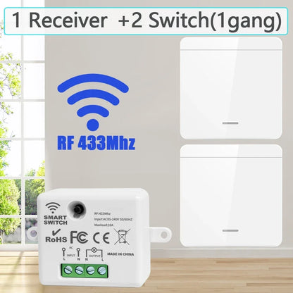 Drahtlose RF433MHz Fernbedienung Smart Switch 110V 220V 10A Relais Empfänger Wand Panel Schalter Led Lampe Fan EIN/AUS Licht Schalter