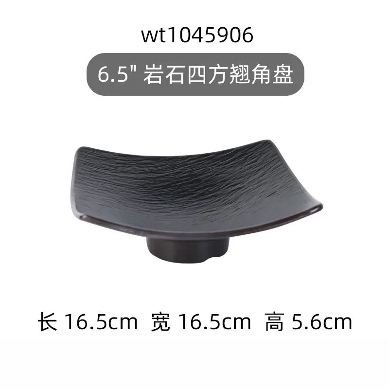 Hotpot Restaurant Melamine Tableware Black Frosted Dinner Plate Japanese Sushi Plates Not Easily Broken Snack Fruit Dishes